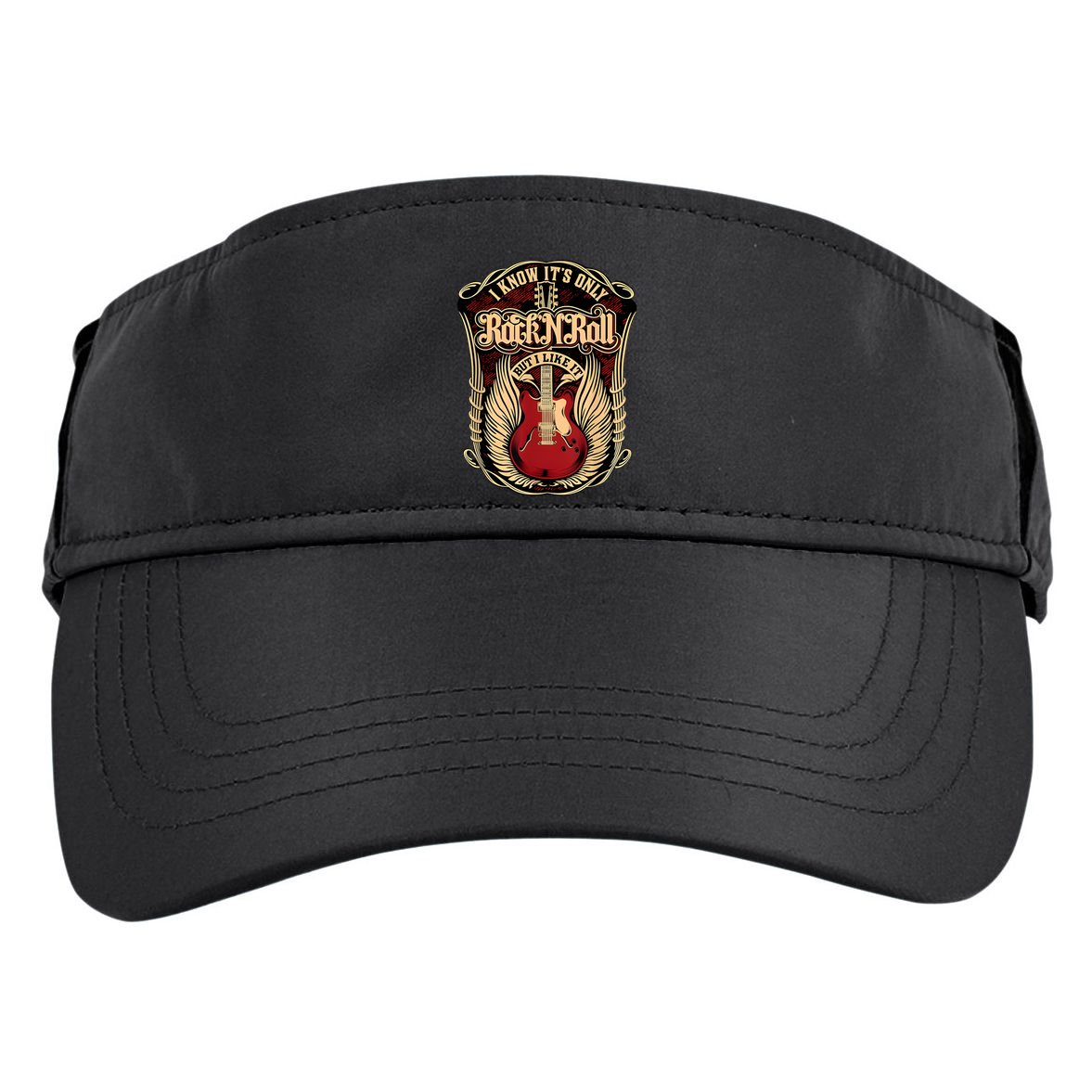 Classic Guitar I Know ItS Only Rock And Roll Crest Cute Gift Adult Drive Performance Visor