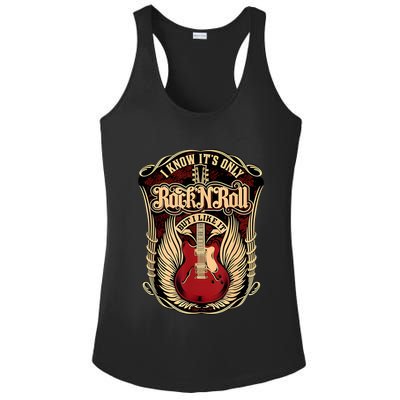 Classic Guitar I Know ItS Only Rock And Roll Crest Cute Gift Ladies PosiCharge Competitor Racerback Tank