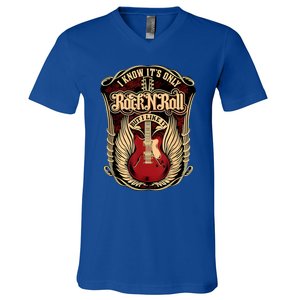 Classic Guitar I Know ItS Only Rock And Roll Crest Cute Gift V-Neck T-Shirt