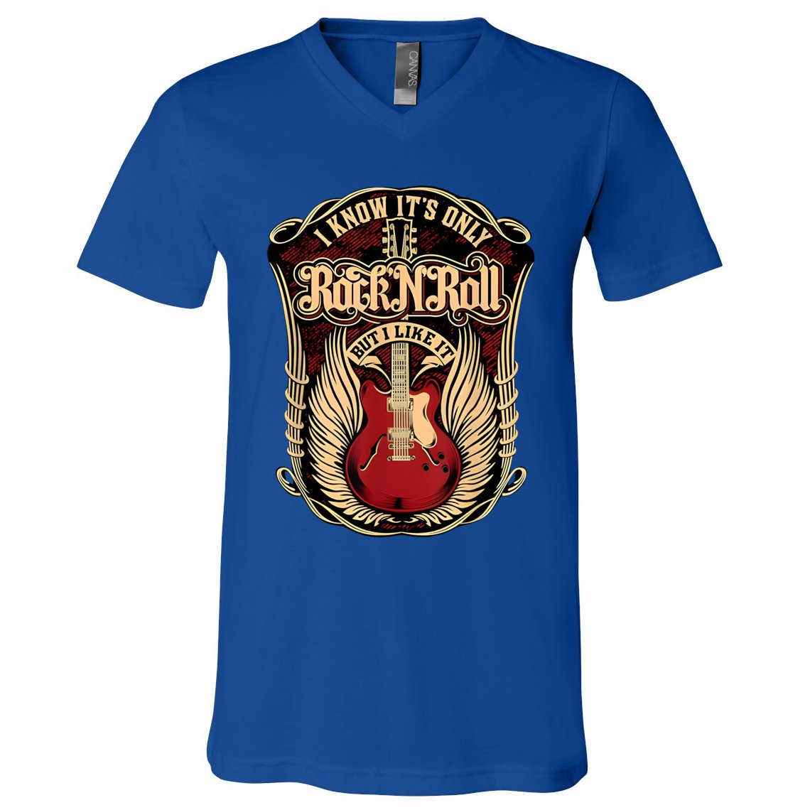 Classic Guitar I Know ItS Only Rock And Roll Crest Cute Gift V-Neck T-Shirt