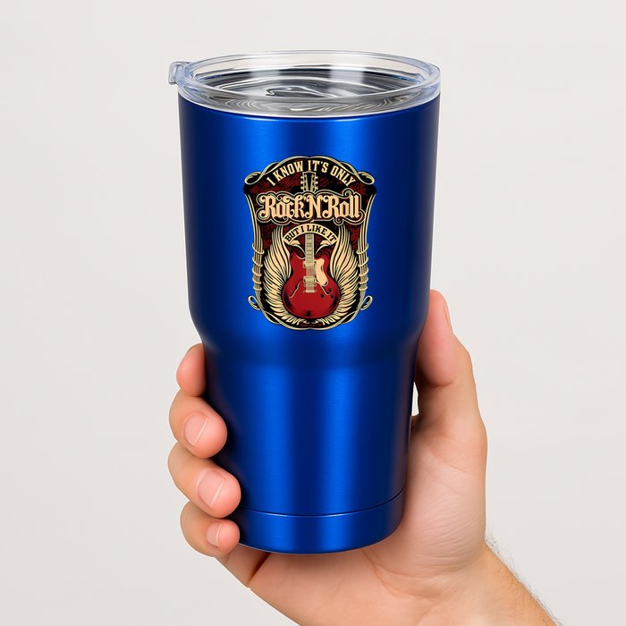 Classic Guitar I Know ItS Only Rock And Roll Crest Cute Gift Tumbler