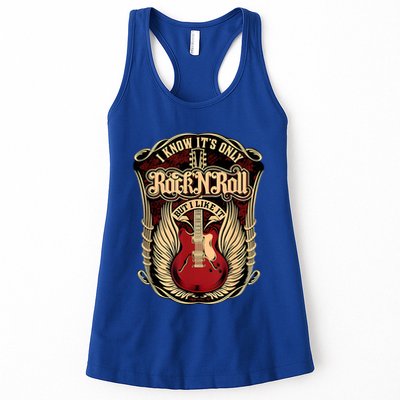 Classic Guitar I Know ItS Only Rock And Roll Crest Cute Gift Womens Tank Top