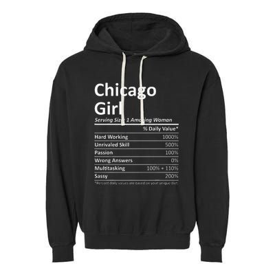 Chicago Girl Il Illinois Funny City Home Roots Usa Gift Garment-Dyed Fleece Hoodie