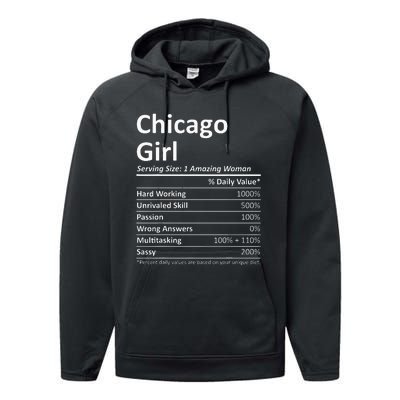 Chicago Girl Il Illinois Funny City Home Roots Usa Gift Performance Fleece Hoodie