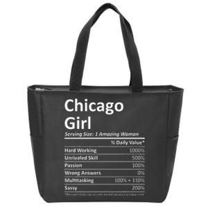 Chicago Girl Il Illinois Funny City Home Roots Usa Gift Zip Tote Bag