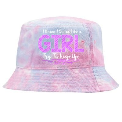 Cute Gift I Know I Swim Tie-Dyed Bucket Hat