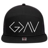 Christian God Is Greater Than The Highs And Lows Gift 7 Panel Mesh Trucker Snapback Hat
