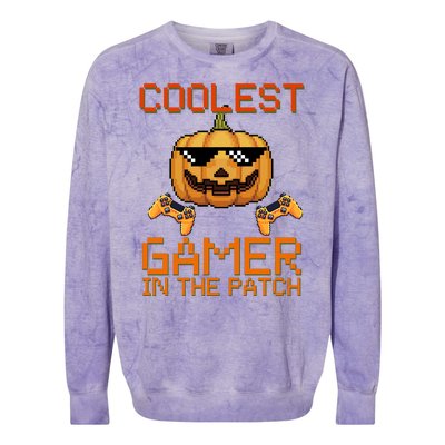 Coolest Gamer In The Patch Pumpkin Halloween Colorblast Crewneck Sweatshirt