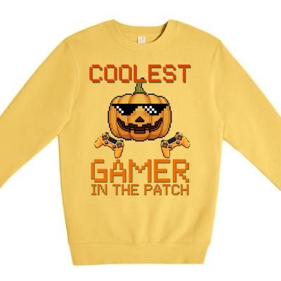 Coolest Gamer In The Patch Pumpkin Halloween Premium Crewneck Sweatshirt