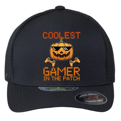 Coolest Gamer In The Patch Pumpkin Halloween Flexfit Unipanel Trucker Cap