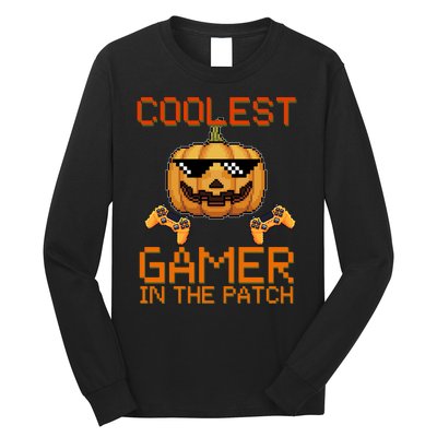 Coolest Gamer In The Patch Pumpkin Halloween Long Sleeve Shirt