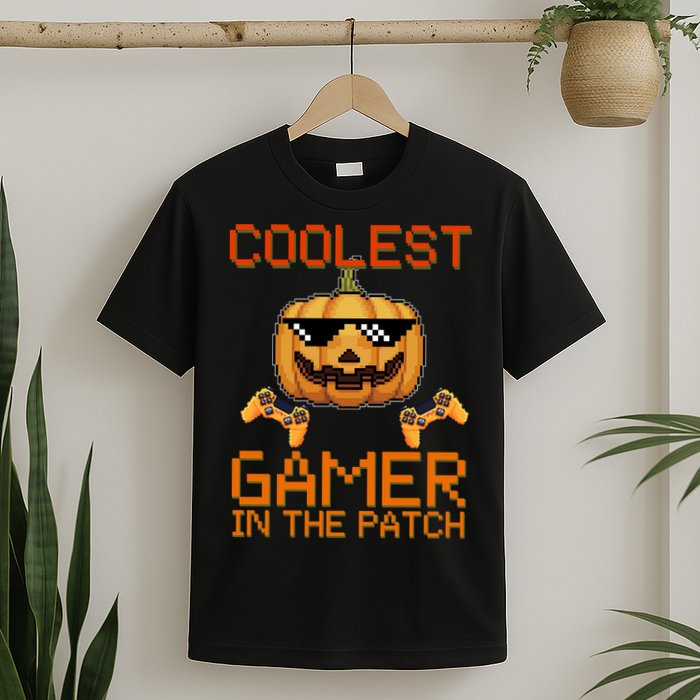 Coolest Gamer In The Patch Pumpkin Halloween T-Shirt