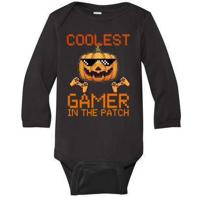 Coolest Gamer In The Patch Pumpkin Halloween Baby Long Sleeve Bodysuit