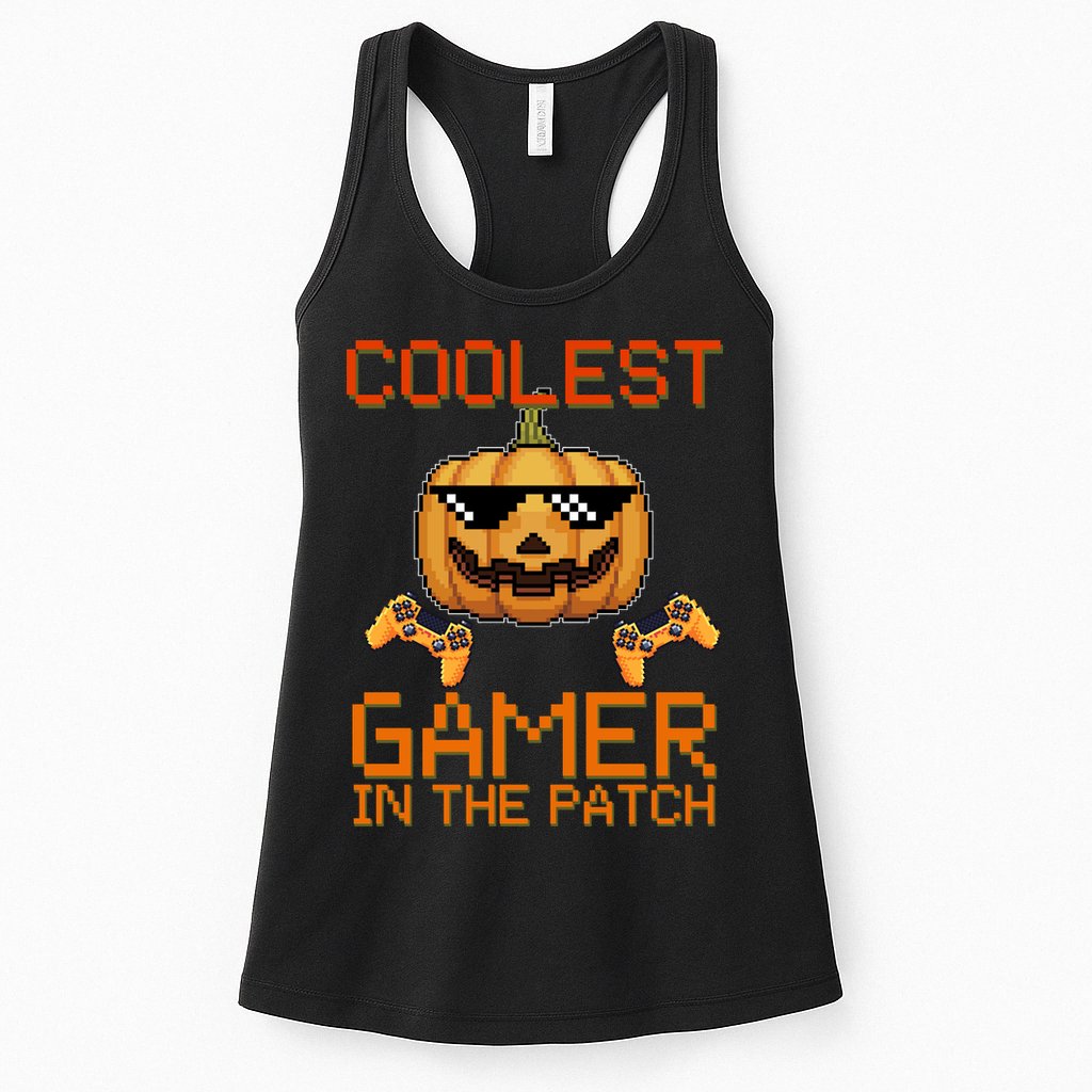 Coolest Gamer In The Patch Pumpkin Halloween Womens Tank Top