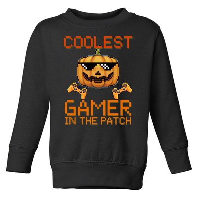 Coolest Gamer In The Patch Pumpkin Halloween Toddler Sweatshirt