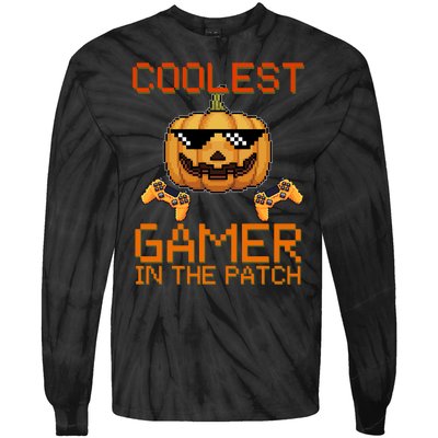 Coolest Gamer In The Patch Pumpkin Halloween Tie-Dye Long Sleeve Shirt