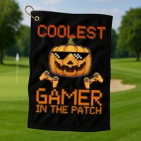 Coolest Gamer In The Patch Pumpkin Halloween Golf Towel