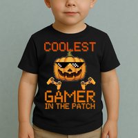 Coolest Gamer In The Patch Pumpkin Halloween Toddler T-Shirt