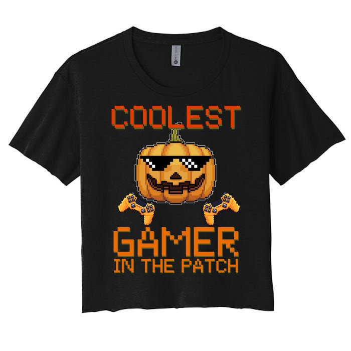 Coolest Gamer In The Patch Pumpkin Halloween Women's Crop Top Tee