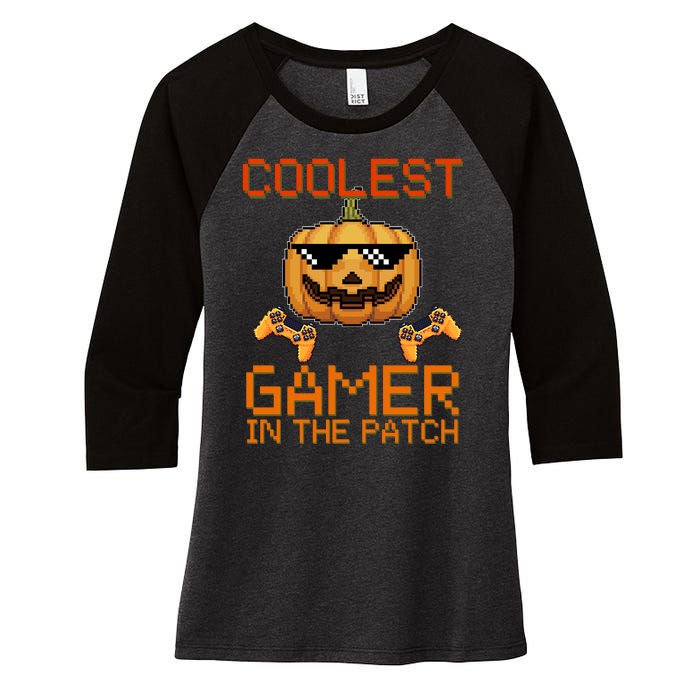 Coolest Gamer In The Patch Pumpkin Halloween Women's Tri-Blend 3/4-Sleeve Raglan Shirt