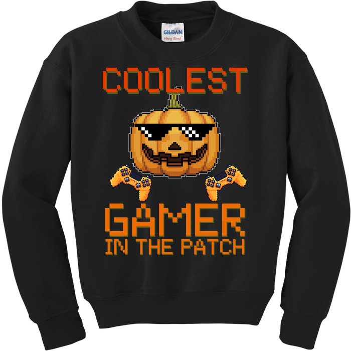 Coolest Gamer In The Patch Pumpkin Halloween Kids Sweatshirt