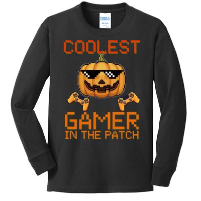 Coolest Gamer In The Patch Pumpkin Halloween Kids Long Sleeve Shirt