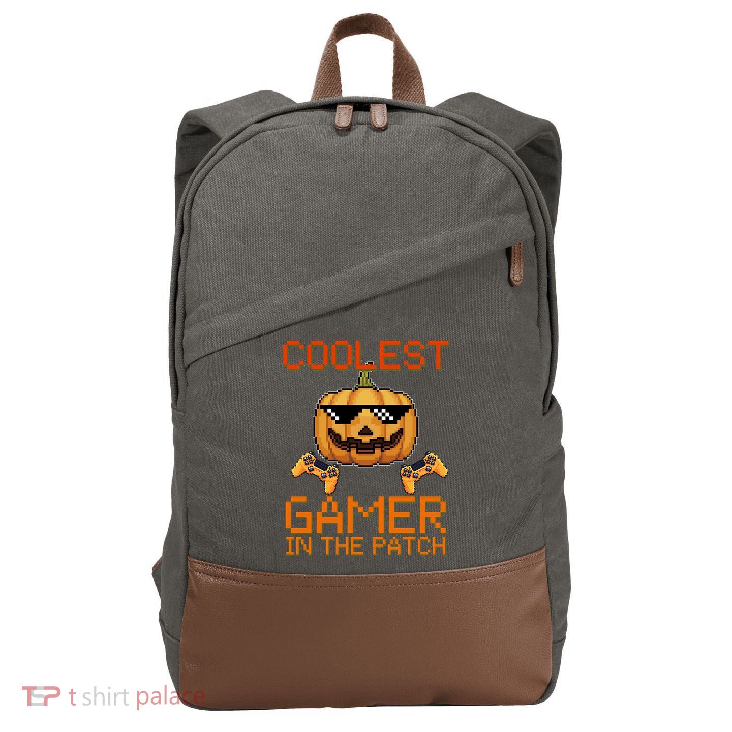 Coolest Gamer In The Patch Pumpkin Halloween Cotton Canvas Backpack