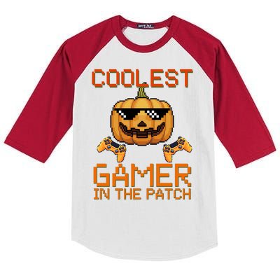 Coolest Gamer In The Patch Pumpkin Halloween Kids Colorblock Raglan Jersey