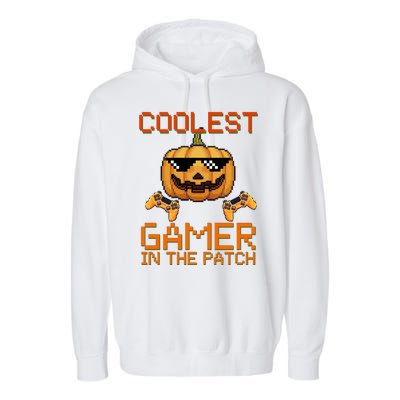 Coolest Gamer In The Patch Pumpkin Halloween Garment-Dyed Fleece Hoodie