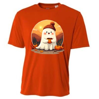 Cute Ghost Ing Boo Ghost Ing Coffee Halloween Meaningful Gift Cooling Performance Crew T-Shirt