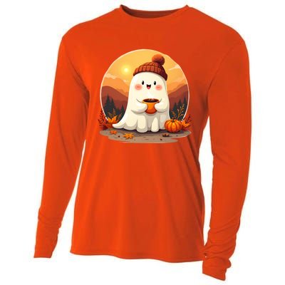 Cute Ghost Ing Boo Ghost Ing Coffee Halloween Meaningful Gift Cooling Performance Long Sleeve Crew