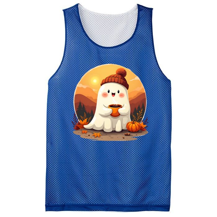 Cute Ghost Ing Boo Ghost Ing Coffee Halloween Meaningful Gift Mesh Reversible Basketball Jersey Tank