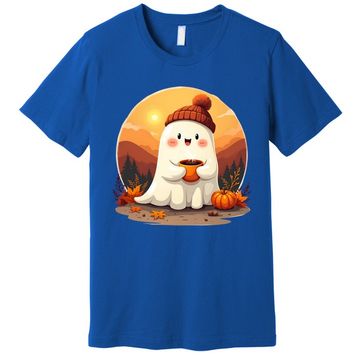 Cute Ghost Ing Boo Ghost Ing Coffee Halloween Meaningful Gift Premium T-Shirt