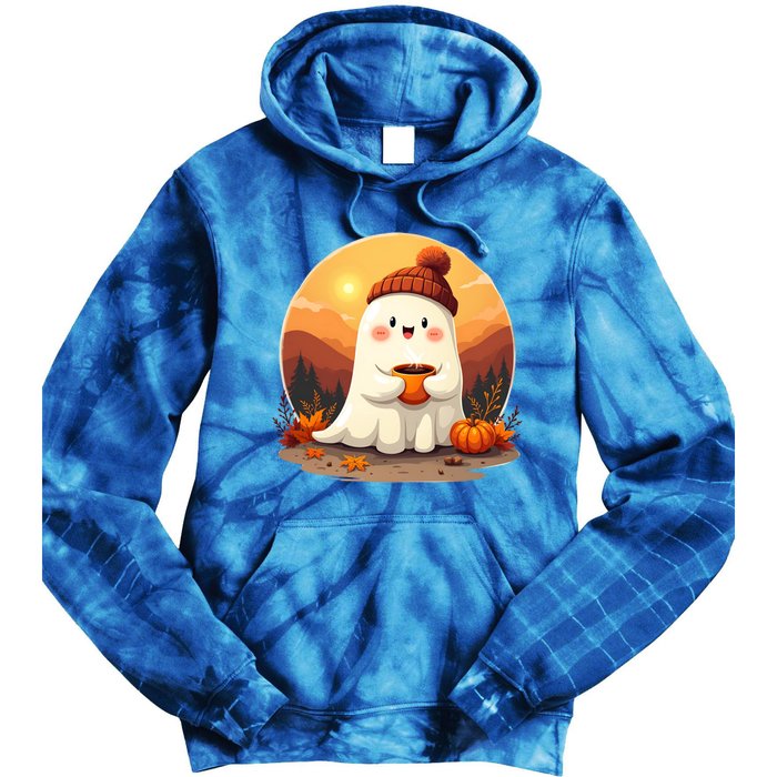 Cute Ghost Ing Boo Ghost Ing Coffee Halloween Meaningful Gift Tie Dye Hoodie