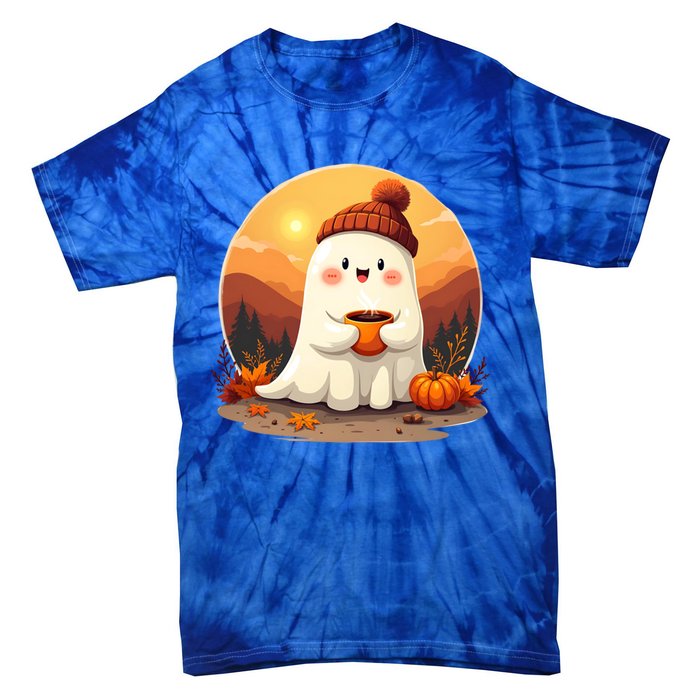 Cute Ghost Ing Boo Ghost Ing Coffee Halloween Meaningful Gift Tie-Dye T-Shirt