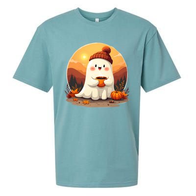 Cute Ghost Ing Boo Ghost Ing Coffee Halloween Meaningful Gift Sueded Cloud Jersey T-Shirt