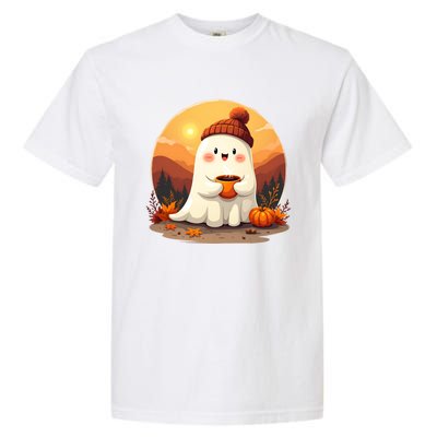 Cute Ghost Ing Boo Ghost Ing Coffee Halloween Meaningful Gift Garment-Dyed Heavyweight T-Shirt