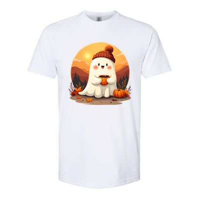 Cute Ghost Ing Boo Ghost Ing Coffee Halloween Meaningful Gift Softstyle CVC T-Shirt