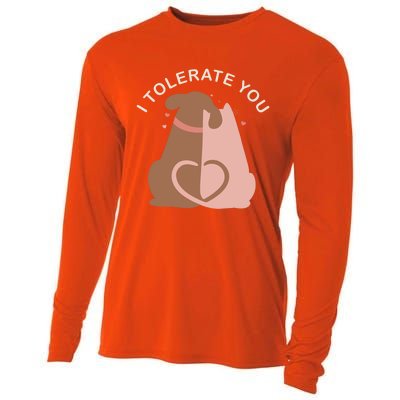 Couples Gift I Tolerate You Cat And Dog Husband Wife Gift Cooling Performance Long Sleeve Crew