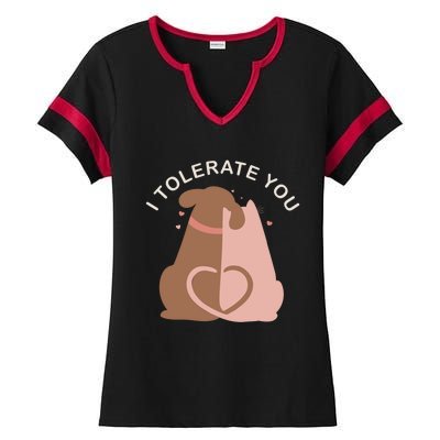 Couples Gift I Tolerate You Cat And Dog Husband Wife Gift Ladies Halftime Notch Neck Tee