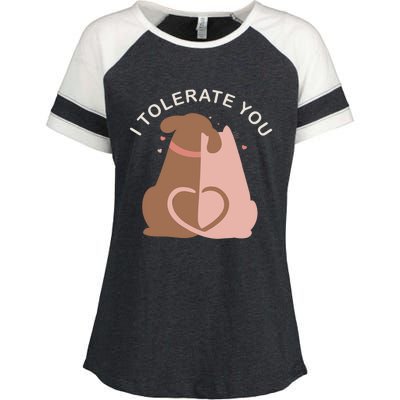 Couples Gift I Tolerate You Cat And Dog Husband Wife Gift Enza Ladies Jersey Colorblock Tee