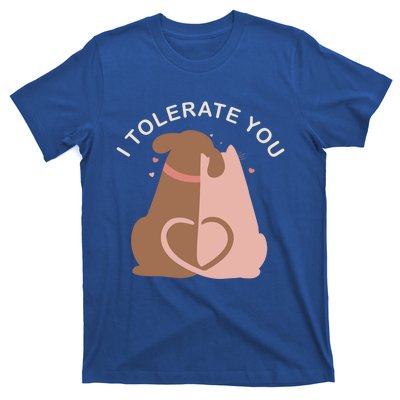 Couples Gift I Tolerate You Cat And Dog Husband Wife Gift T-Shirt