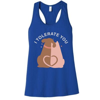 Couples Gift I Tolerate You Cat And Dog Husband Wife Gift Women's Racerback Tank