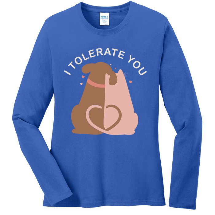 Couples Gift I Tolerate You Cat And Dog Husband Wife Gift Ladies Long Sleeve Shirt