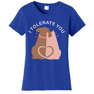 Couples Gift I Tolerate You Cat And Dog Husband Wife Gift Women's T-Shirt