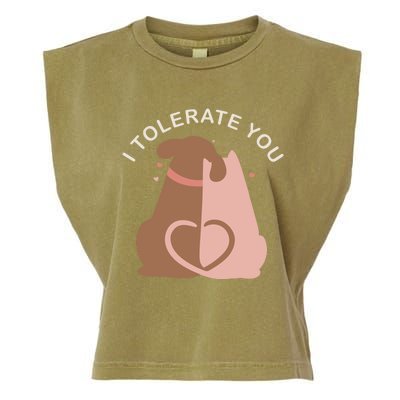 Couples Gift I Tolerate You Cat And Dog Husband Wife Gift Garment-Dyed Women's Muscle Tee