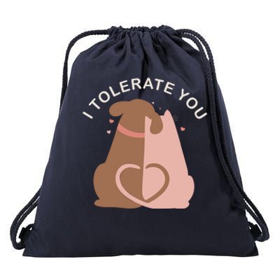 Couples Gift I Tolerate You Cat And Dog Husband Wife Gift Drawstring Bag