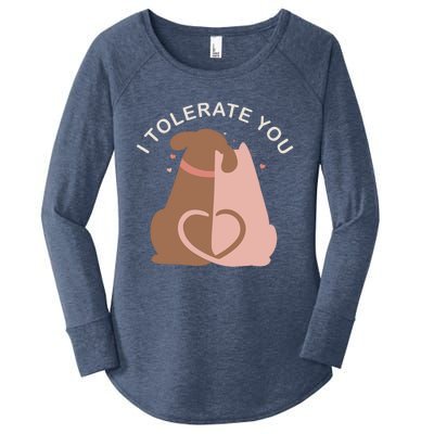 Couples Gift I Tolerate You Cat And Dog Husband Wife Gift Women's Perfect Tri Tunic Long Sleeve Shirt