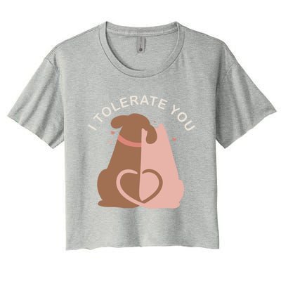 Couples Gift I Tolerate You Cat And Dog Husband Wife Gift Women's Crop Top Tee