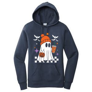 Cute Ghost Ing Coffee Halloween Ghost Coffee Pumpkin Gift Women's Pullover Hoodie